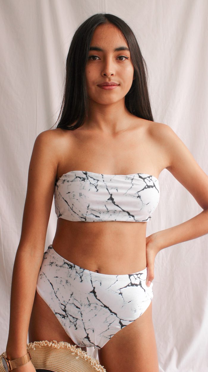 Vestido de baño marmol talle alto